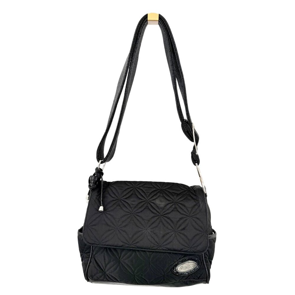 DONNA SHARP BLACK QUILTED CROSSBODY BAG LEOPARD INTERIOR ADJUSTIBLE STRAP - Picture 2 of 15